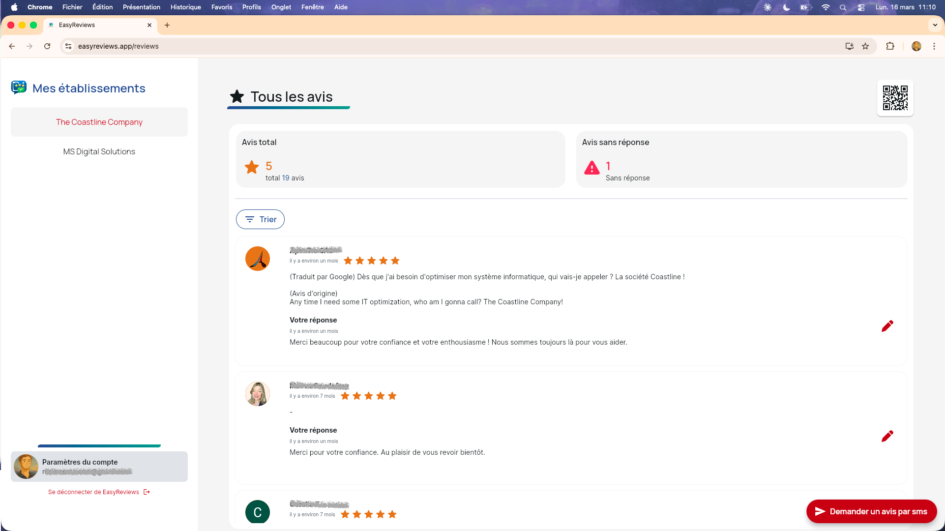 EasyReviews Dashboard