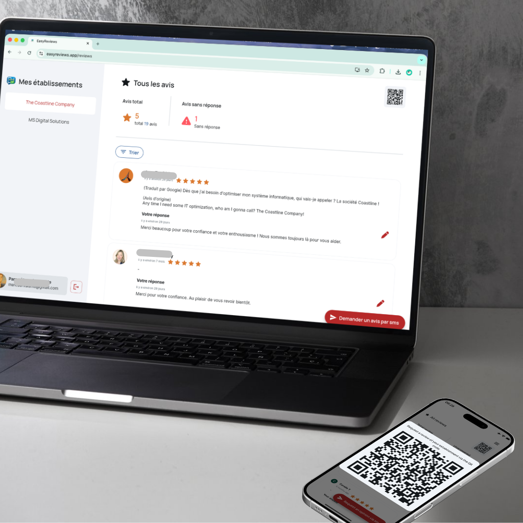 Gérer les réponses aux commentaires et envoyer des SMS aux clients pour demander un avis